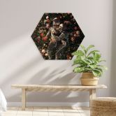 Hexagon Wandbild Astronauten auf einer Blumenwiese - Nicebleed - Alu-Dibond 