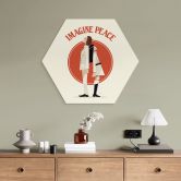 Hexagon Wandbild Imagine Peace - Zwei für Frieden und Hoffnung - Retrodrome - Alu-Dibond 