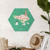 Hexagon Wandbild Karte von Bali - Rivers - Alu-Dibond 