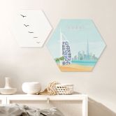 Hexagon Wandbild Strand von Dubai - Burj Al Arab - Rivers - Alu-Dibond 
