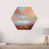 Hexagon Wandbild Leuchtendes Feld im Sonnenlicht - Schmucker - Alu-Dibond 