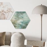 Hexagon Wandbild Salbeigrünes Nebellicht - Schmucker - Alu-Dibond 