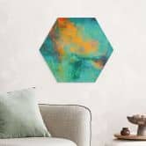 Hexagon Wandbild Türkisfarbene Polarlichter - Schmucker - Alu-Dibond 