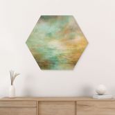 Hexagon Wandbild Türkisgoldenes Licht am Meer - Schmucker - Alu-Dibond 