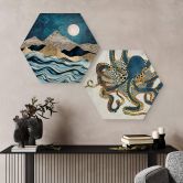 Hexagon Wandbild SpaceFrog Designs - Indigoblau - Alu-Dibond 