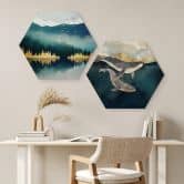 Hexagon Wandbild SpaceFrog Designs - Verbundenheit - Alu-Dibond 
