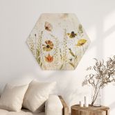 Hexagon Wandbild Wilde Wiesenblumen im Sonnenlicht - Talen - Alu-Dibond 