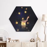 Hexagon Wandbild Sternenfänger: Ein Glas voller Wünsche - Thai - Alu-Dibond 