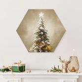 Hexagone - alu-Dibond Sapin de Noël doré - Treechild 