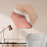 Hexagon Wandbild Pfirsichfarbene Welle - Alu-Dibond - Treechild 
