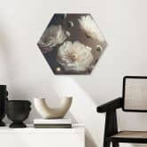 Wandbild Weiße Blumen mit Goldstaub - Treechild - Alu-Dibond 