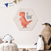 Hexagon-Wandbild Dino Be Brave - T-Rex - Tunaboylu - Alu-Dibond 