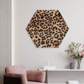 Hexagon Wandbild Wilder Leopard - Animal Print - Tunaboylu - Alu-Dibond 