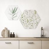 Hexagon Wandbild Kräuter und Wildblumen - UN Designs - Alu-Dibond 