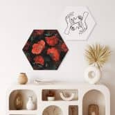 Hexagon - Alu-Dibond UN Designs - Rote Blüten 
