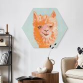 Hexagon Wandbild Oranges Alpaca - Zwara - Alu-Dibond 
