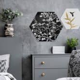 Hexagon - Alu-Dibond van Gogh - Mandelblüte - schwarz 