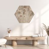 Hexagon Holzbild Getrocknete Blüten in sanften Tönen - Annie 