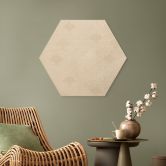 Hexagon Holzbild Abstrakte Halbkreise in Soft Beige - Bloomery Decor 