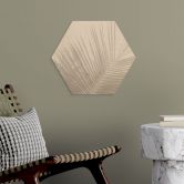 Tableau sur bois hexagonal feuilles de palmier aspect lin - Bloomery Decor 