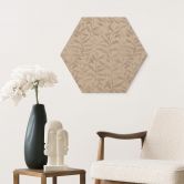 Houten Wanddecoratie Zeshoek Delicate Watercolour Leaves - Zacht Grijs - Bloemdecoratie 