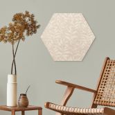 Hexagon Holzbild Zarte Aquarell-Blätter - Soft Beige - Bloomery Decor 