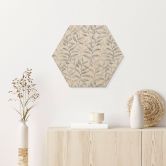 Hexagon Holzbild Zarte Aquarell-Blätter - Soft Grau - Bloomery Decor 
