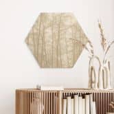 Houten Wanddecoratie zeshoekig stil winterbos - Böhmer 