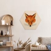 Hexagon Holzbild mit Tier-Motiv - Fuchs - Braun 