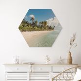 Hexagon Holzbild Palmenstrand in der Südsee - Colombo 