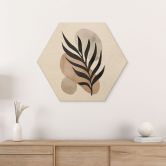 Tableau en bois Hexagon Silhouette botanique avec géométrie artistique - Costa 
