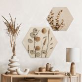 Hexagon Holzbild Getrocknete Lampionblumen - Disher 