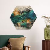 Hexagon-Holzbild Farbnebel abstrakt - Fedrau 