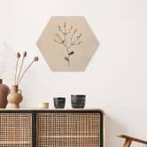 Hexagon Holzbild Zarte Pflanze mit gelben Blüten - Goed Blauw 