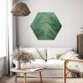 Hexagon-Holzbild Grüne Palmenblätter 