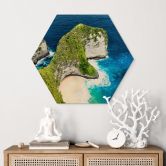 Hexagon Holzbild Felsenküste von Nusa Penida - Hugonnard 