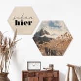 Hexagon Holzbild Der Weg zum Gipfel - Iqbal 