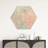 Hexagon Holzbild Bunte Mosaik-Dreiecke - Jaszke 