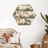 Hexagon Holzbild Afrikanische Tiere im Dschungel - Kikki Belle 