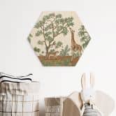 Tableau sur bois Hexagon Objets cachés Animaux de la jungle - Kikki Belle 