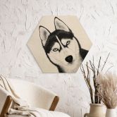 Hexagon-Holzbild Sibirischer Husky - Hundeporträt - Korenkova 