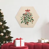 Hexagon Holzbild Weihnachtlicher Mistelzweig - Kristina 
