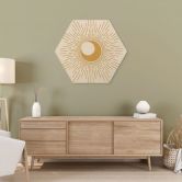 Hexagon Holzbild Goldene Sonnenstrahlen - KsanaKalpa 