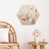 Tableau sur bois Hexagon Animaux de la forêt en automne - Kvilis 