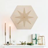 Houten Wanddecoratie zeshoek Geometrische gouden ster - Magnusson 