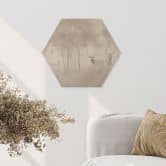 Hexagon Holzbild Hirsche im Nebelwald - Ms Tiff 