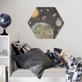 Houten Wanddecoratie zonnestelsel met planeten en aarde - Ms Tiff 
