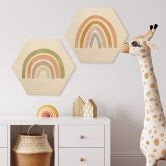 Hexagon - Holz Nouveauprints - Bunter Regenbogen 