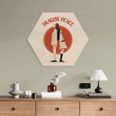 Hexagon Holzbild Imagine Peace - Zwei für Frieden und Hoffnung - Retrodrome 