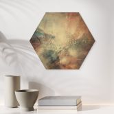 Hexagon Holzbild Abstrakter Nebel im Goldlicht - Schmucker 